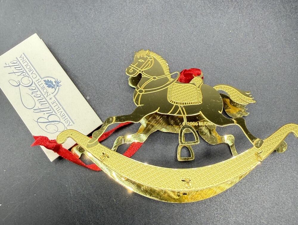 Gold Tone Filigree Cutout Biltmore Estate Rocking Horse Ornament NWT -LO22